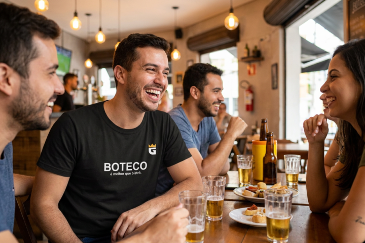 Camiseta Boteco É Melhor Que Bistrô: orgulho de raiz