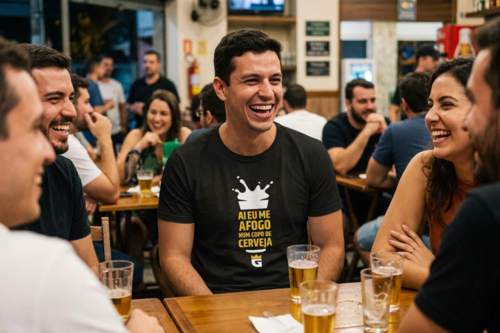 Camiseta de Cerveja com Drama: Me Afogo Num Copo