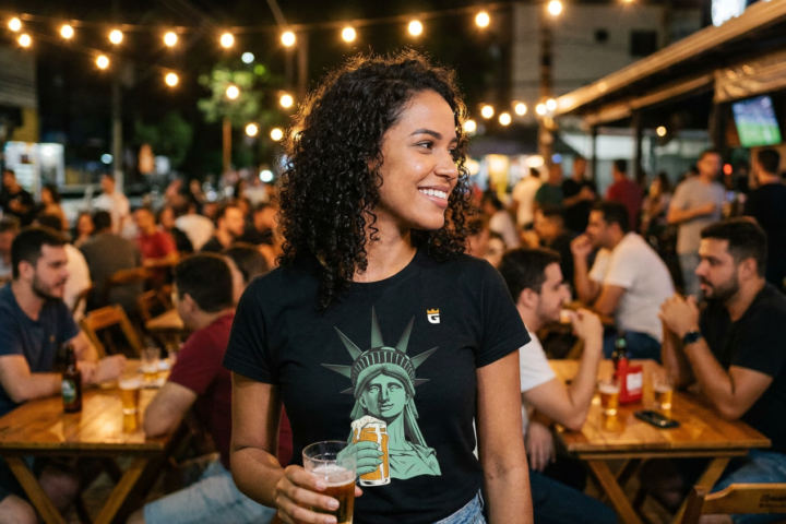 Camiseta Estatua da Liberdade: Liberdade e Ter Chope