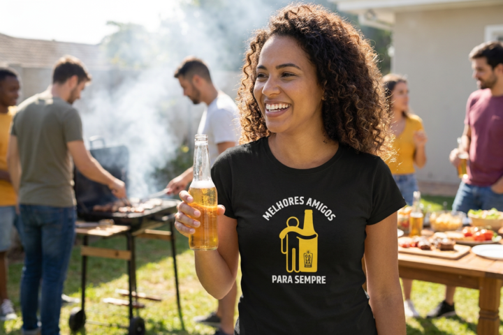 Camiseta Cerveja: Melhores Amigos Para Sempre, Eu e Ela