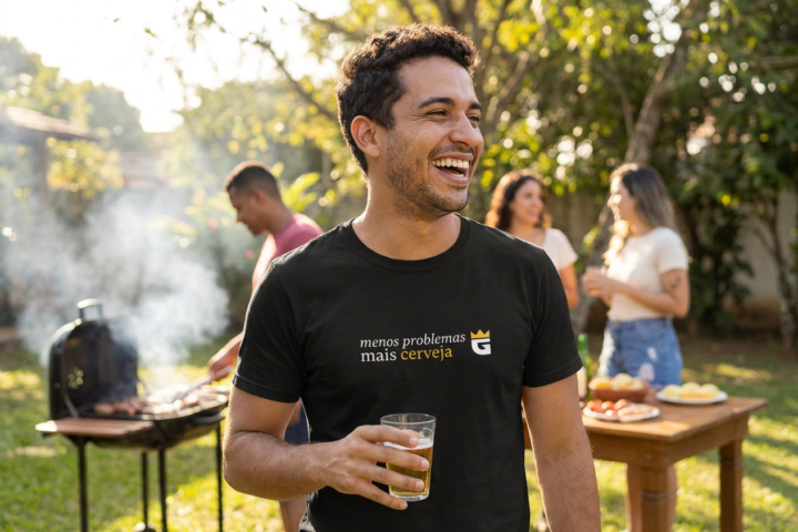 Camiseta Menos Problemas Mais Cerveja: a filosofia da galera