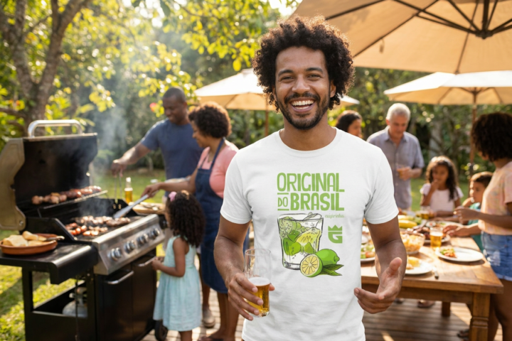 Camiseta do Brasil Original: Caipirinha Verde e Amarelo