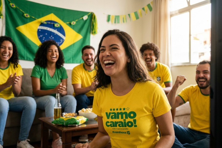 Camiseta Vamo Caraio, Vem Hexa: o Grito da Galera